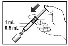 Hold the vial and syringe as shown - Illustration