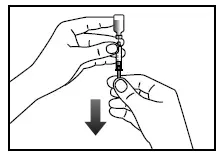 Gently pull down on the plunger and slowly withdraw all of the liquid into the syringe n- Illustration
