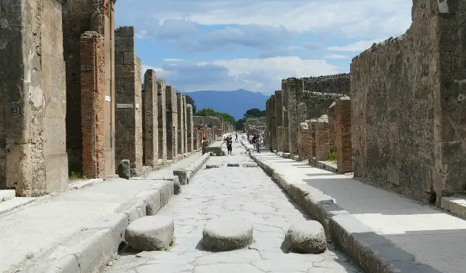 La vue imprenable sur Pompéi, en Italie.