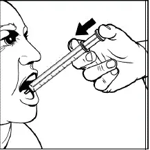 Swallow EXELON Oral Solution from the syringe or mix it with a small glass of water cold fruit juice or soda - Illustration