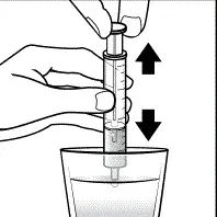Pull the plunger out to draw in water and push the plunger in to remove the water. Repeat this several times - Illustration