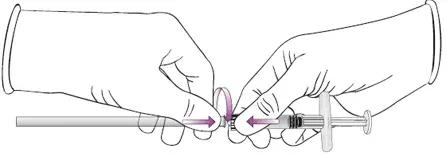 Fastening of needle hub and luer lock adapter - Illustration