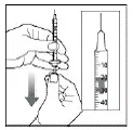 Hold the syringe with the needle pointing up - Illustration