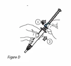 Turn the blue portion of the plunger counterclockwise to unscrew it from the injection device - Illustration
