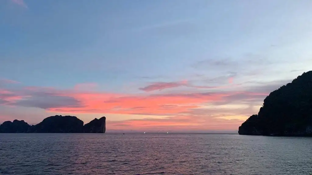 um cara subindo em uma palmeira em uma ilha na Tailândia