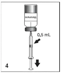 Withdraw 0.5 mL of Menomune vaccine - Illustration